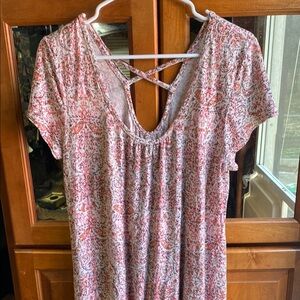Crisscross Back Paisley Dress with Scoop Neckline and Cap Sleeves Spring Summer